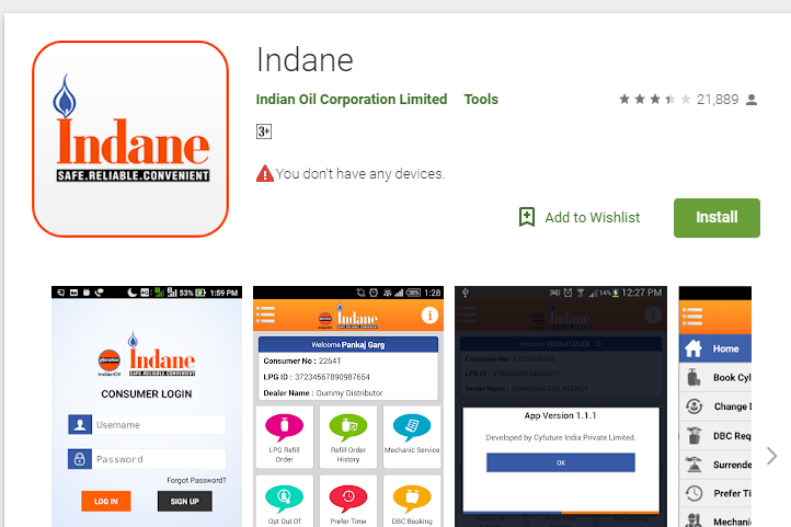 Book Indane Gas through Indane Gas Mobile App - codeforbanks.com