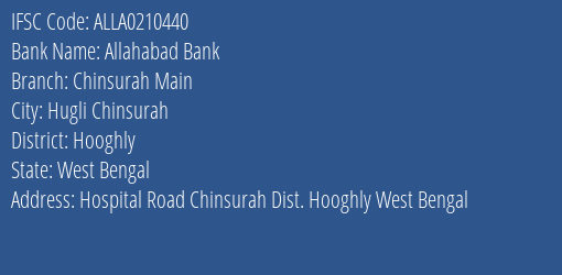 Allahabad Bank Chinsurah Main Branch Hooghly IFSC Code ALLA0210440