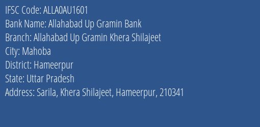 Allahabad Up Gramin Bank Allahabad Up Gramin Khera Shilajeet Branch IFSC Code