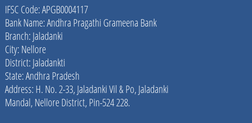 Andhra Pragathi Grameena Bank Jaladanki Branch Jaladankti IFSC Code APGB0004117