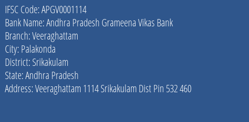 Andhra Pradesh Grameena Vikas Bank Veeraghattam Branch, Branch Code 001114 & IFSC Code Apgv0001114