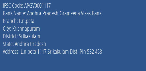 Andhra Pradesh Grameena Vikas Bank L.n.peta Branch, Branch Code 001117 & IFSC Code Apgv0001117