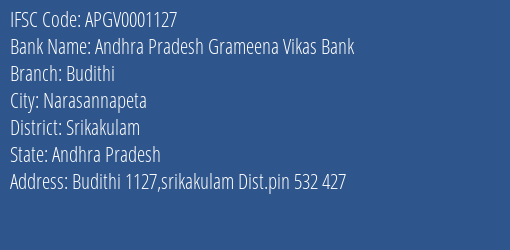 Andhra Pradesh Grameena Vikas Bank Budithi Branch, Branch Code 001127 & IFSC Code Apgv0001127