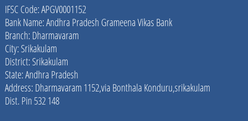 Andhra Pradesh Grameena Vikas Bank Dharmavaram Branch Srikakulam IFSC Code APGV0001152