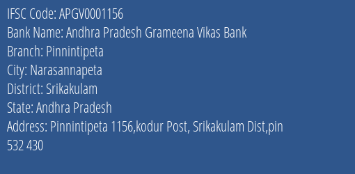 Andhra Pradesh Grameena Vikas Bank Pinnintipeta Branch Srikakulam IFSC Code APGV0001156