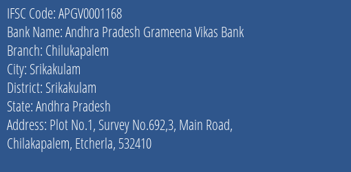 Andhra Pradesh Grameena Vikas Bank Chilukapalem Branch, Branch Code 001168 & IFSC Code Apgv0001168