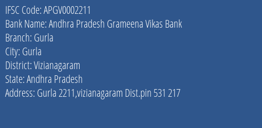 Andhra Pradesh Grameena Vikas Bank Gurla Branch, Branch Code 002211 & IFSC Code Apgv0002211