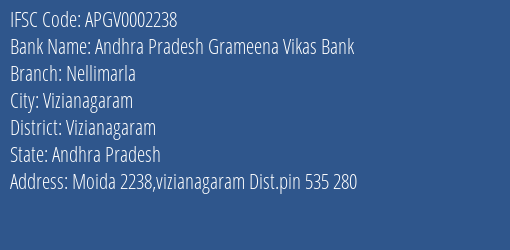Andhra Pradesh Grameena Vikas Bank Nellimarla Branch Vizianagaram IFSC Code APGV0002238