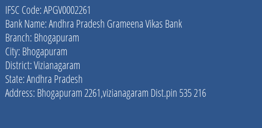 Andhra Pradesh Grameena Vikas Bank Bhogapuram Branch, Branch Code 002261 & IFSC Code Apgv0002261