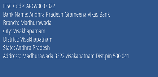 Andhra Pradesh Grameena Vikas Bank Madhurawada Branch Visakhapatnam IFSC Code APGV0003322