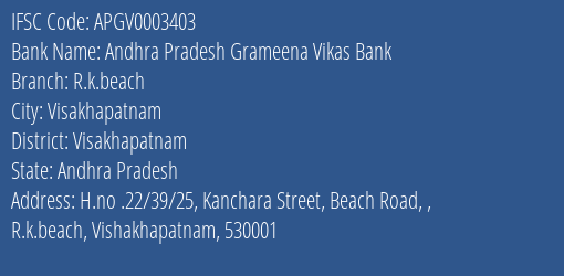 Andhra Pradesh Grameena Vikas Bank R.k.beach Branch, Branch Code 003403 & IFSC Code Apgv0003403