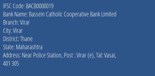 Bassein Catholic Cooperative Bank Limited Virar Branch IFSC Code