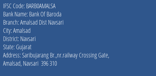 Bank Of Baroda Amalsad Dist Navsari Branch IFSC Code