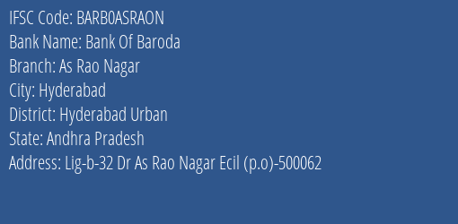 Bank Of Baroda As Rao Nagar Branch IFSC Code