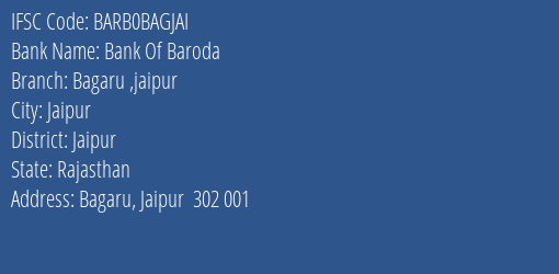 Bank Of Baroda Bagaru Jaipur Branch IFSC Code