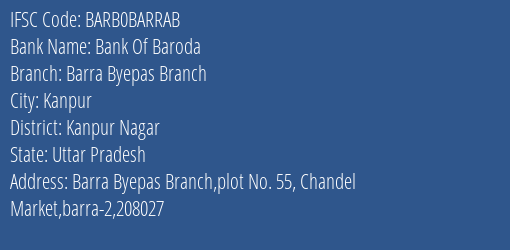 Bank Of Baroda Barra Byepas Branch Branch IFSC Code