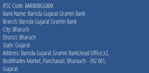 Baroda Gujarat Gramin Bank Chared Branch IFSC Code