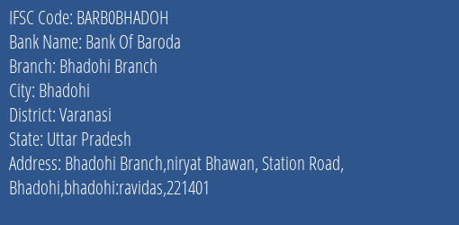 Bank Of Baroda Bhadohi Branch Branch IFSC Code