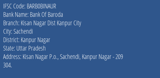 Bank Of Baroda Kisan Nagar Dist Kanpur City Branch IFSC Code
