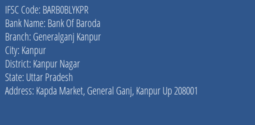Bank Of Baroda Generalganj Kanpur Branch IFSC Code