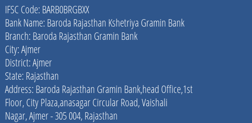 Baroda Rajasthan Kshetriya Gramin Bank Collectorate Circle, Jhunjhunu Branch IFSC Code
