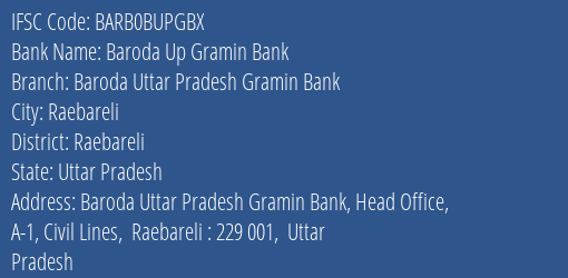 Baroda Up Gramin Bank Bilpur (bbp) Branch IFSC Code