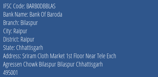 Bank Of Baroda Bilaspur Branch IFSC Code