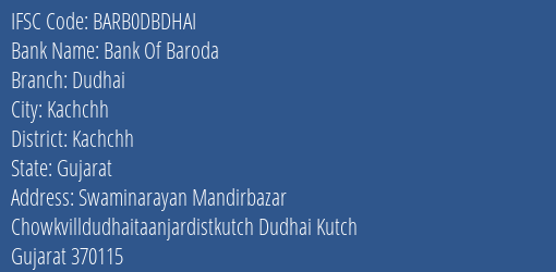 Bank Of Baroda Dudhai Branch IFSC Code