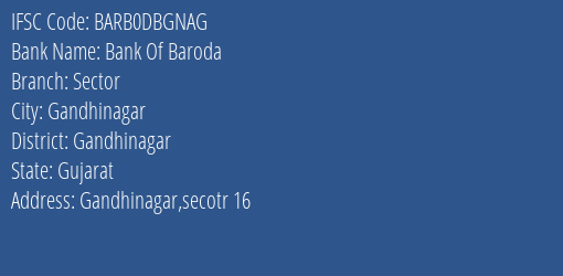 Bank Of Baroda Sector Branch IFSC Code