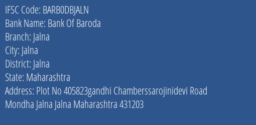 Bank Of Baroda Jalna Branch Jalna IFSC Code BARB0DBJALN