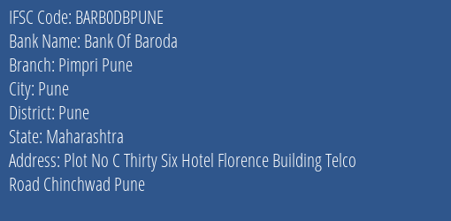 Bank Of Baroda Pimpri Pune Branch Pune IFSC Code BARB0DBPUNE