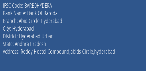 Bank Of Baroda Abid Circle Hyderabad Branch IFSC Code