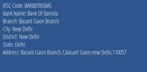 Bank Of Baroda Basant Gaon Branch Branch IFSC Code