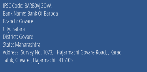 Bank Of Baroda Govare Branch Govare IFSC Code BARB0VJGOVA