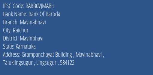 Bank Of Baroda Mavinabhavi Branch Mavinbhavi IFSC Code BARB0VJMABH