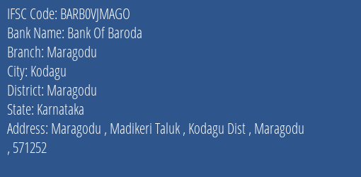 Bank Of Baroda Maragodu Branch Maragodu IFSC Code BARB0VJMAGO