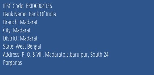 Bank Of India Madarat Branch Madarat IFSC Code BKID0004336