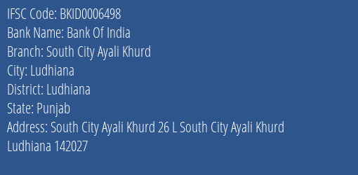 Bank Of India South City Ayali Khurd Branch IFSC Code