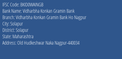 Vidharbha Konkan Gramin Bank Gaigaon Ggn Branch IFSC Code