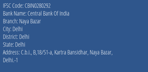 Central Bank Of India Naya Bazar Branch IFSC Code