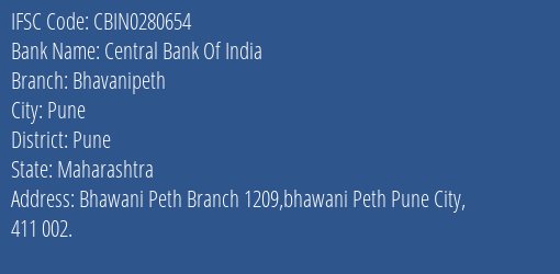 Central Bank Of India Bhavanipeth Branch IFSC Code