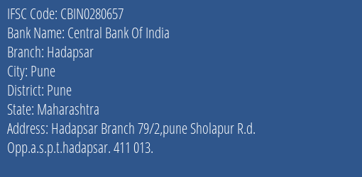 Central Bank Of India Hadapsar Branch IFSC Code