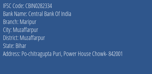 Central Bank Of India Maripur Branch IFSC Code