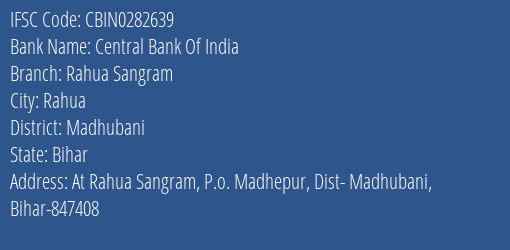 Central Bank Of India Rahua Sangram Branch IFSC Code