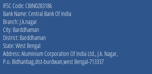 Central Bank Of India J.k.nagar Branch, Branch Code 283186 & IFSC Code CBIN0283186