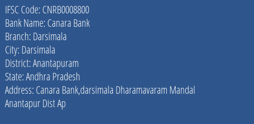 Canara Bank Darsimala Branch IFSC Code