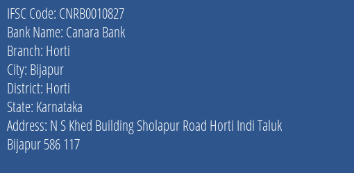 Canara Bank Horti Branch Horti IFSC Code CNRB0010827