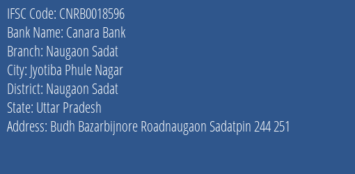 Canara Bank Naugaon Sadat Branch Naugaon Sadat IFSC Code CNRB0018596