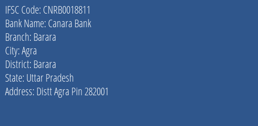 Canara Bank Barara Branch Barara IFSC Code CNRB0018811