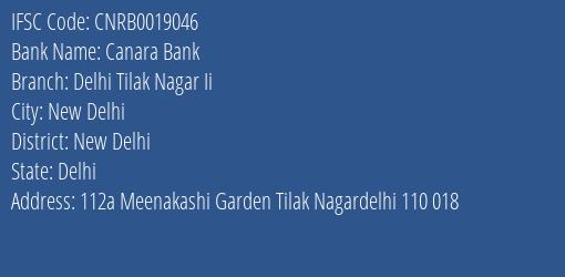 Canara Bank Delhi Tilak Nagar Ii Branch, Branch Code 019046 & IFSC Code CNRB0019046